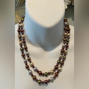 Jewelmak 18" Double Strand Multicolor Freshwater Pearl Necklace 14K Gold…